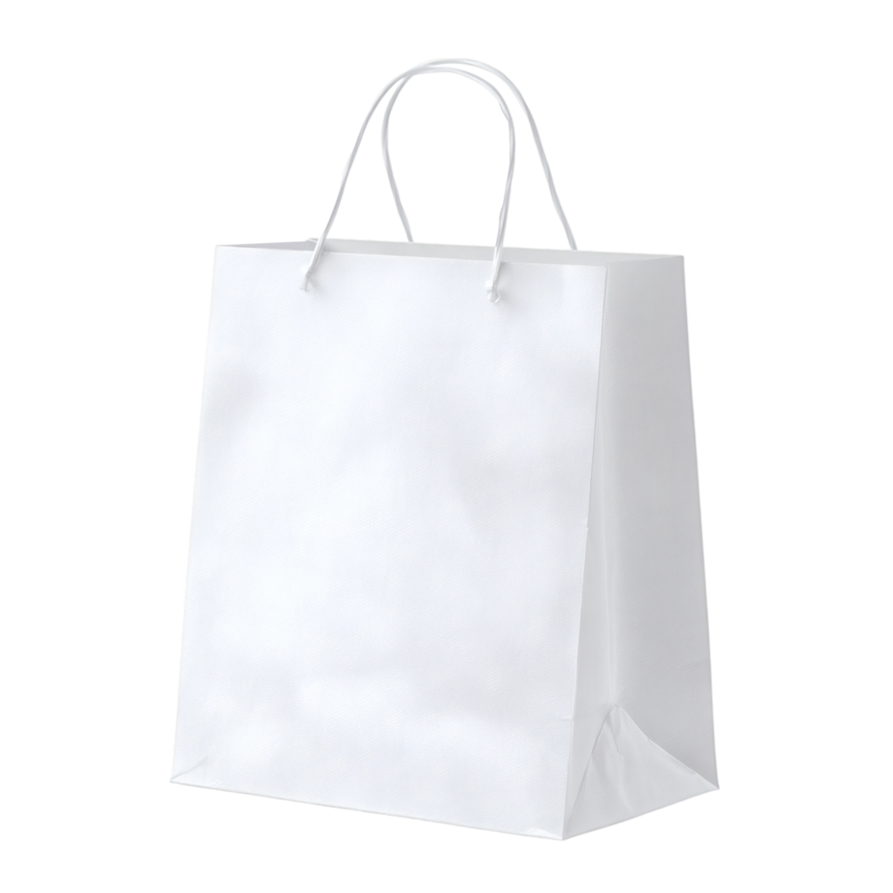 White Shopping Bag Mockup on Transparent Background png