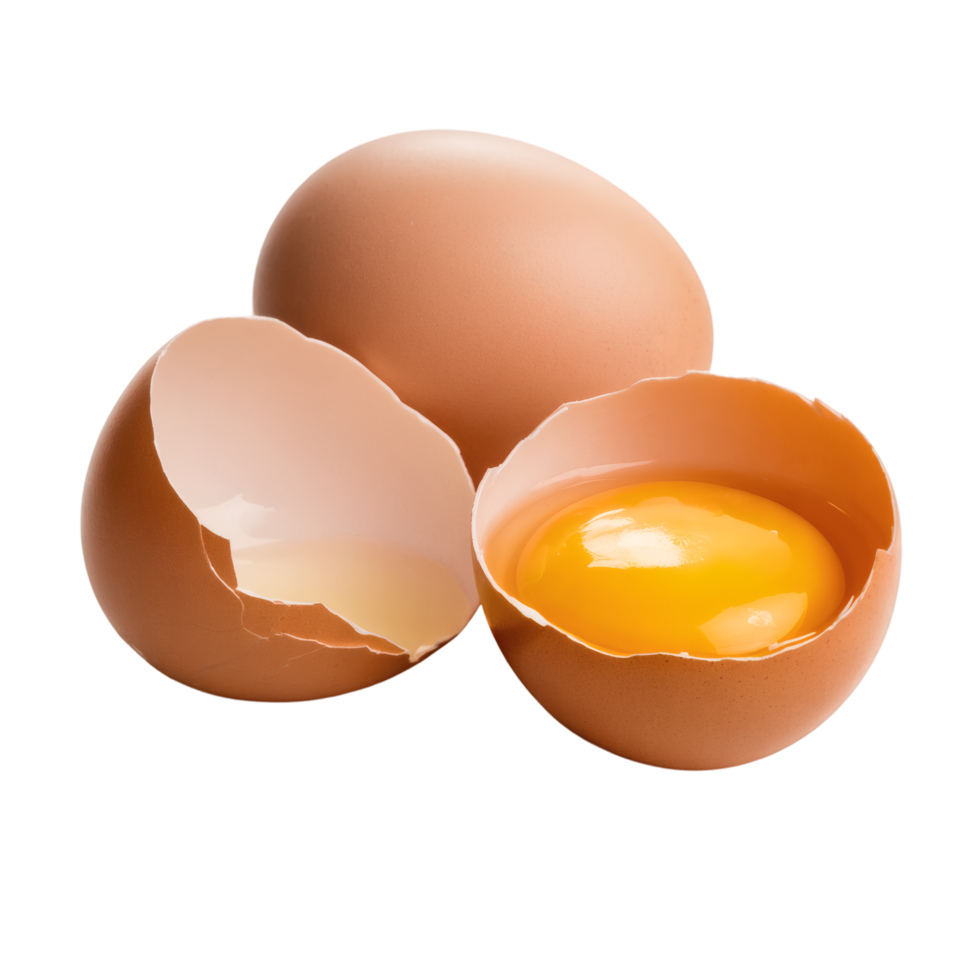 Fresh Broken Egg Showing Yolk on Transparent Background png