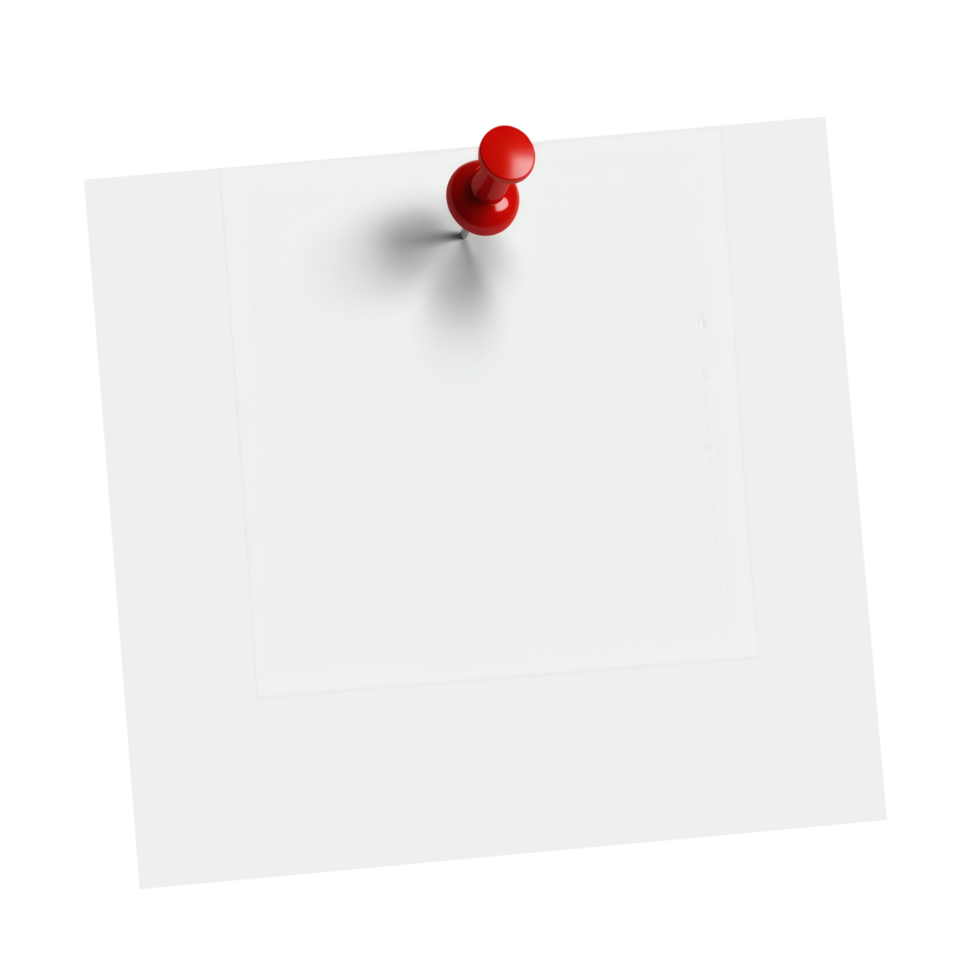 White Note with Red Pushpin on Transparent Background png