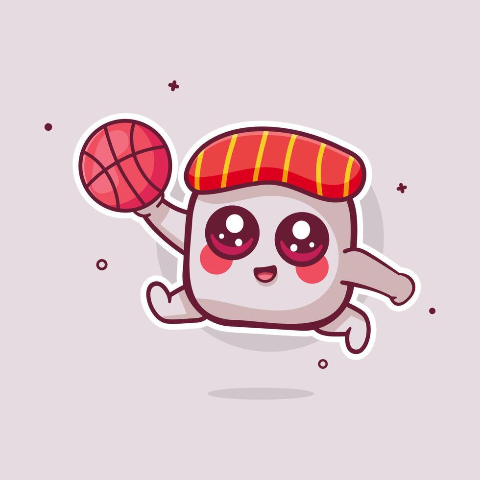 Sushi character with basketball vector