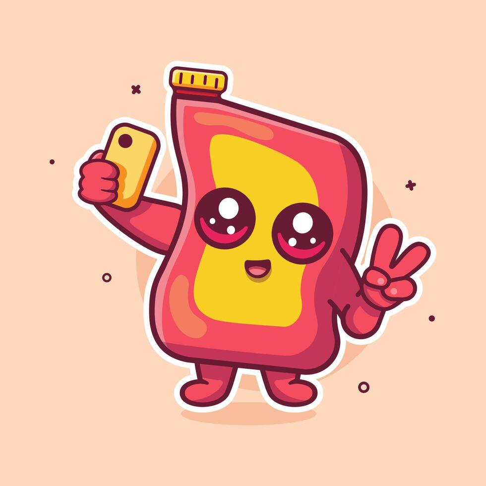 Ketchup character taking a selfie vector