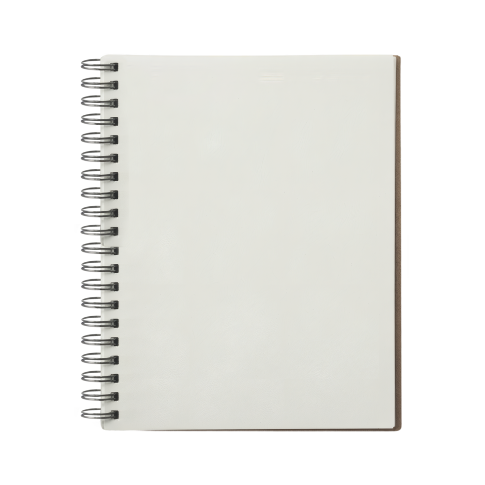 Spiral Sketchbook Page with Soft Shadow on Transparent Background png