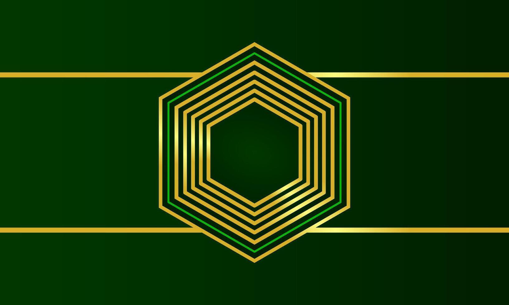 Green and gold hexagon design vector