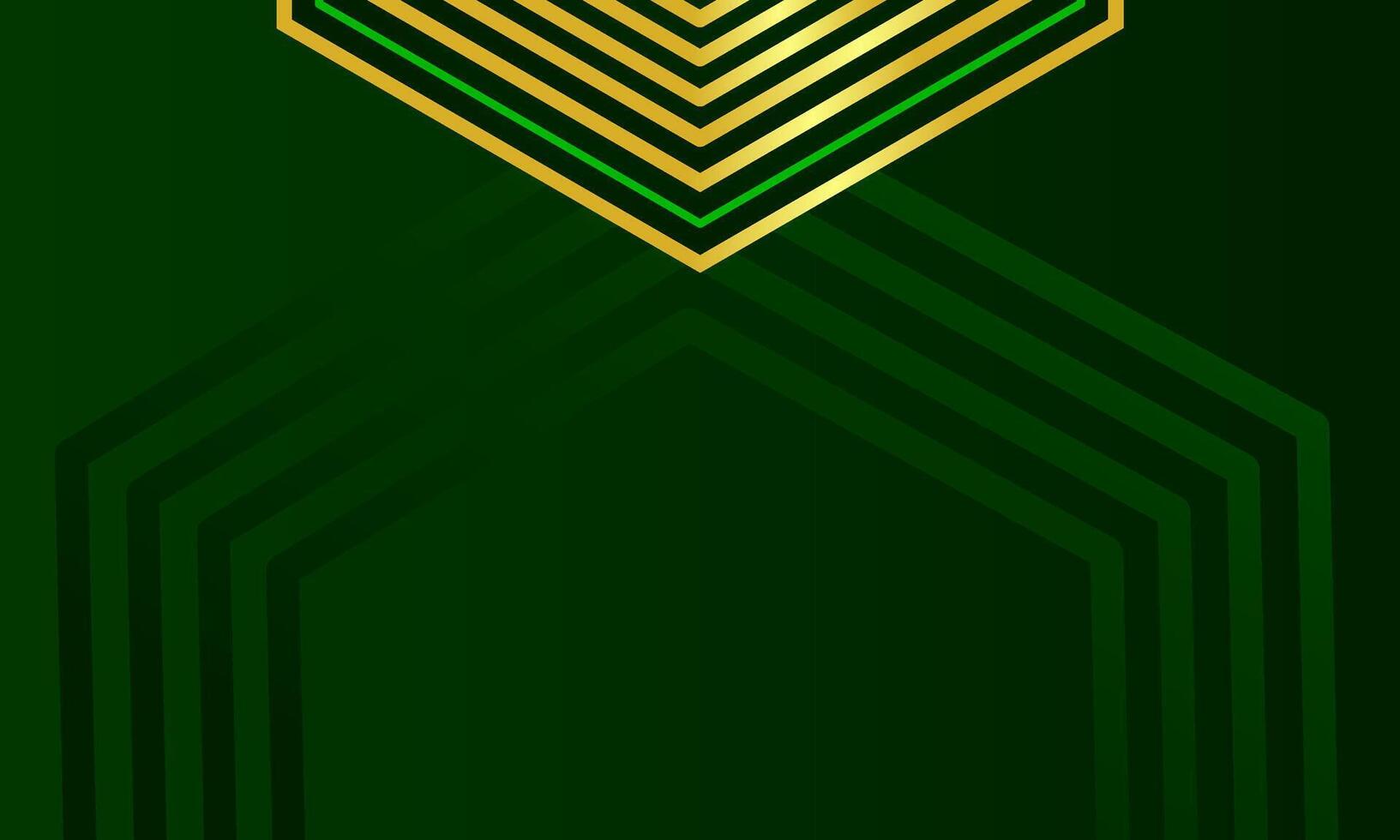 Geometric design with green and gold lines vector