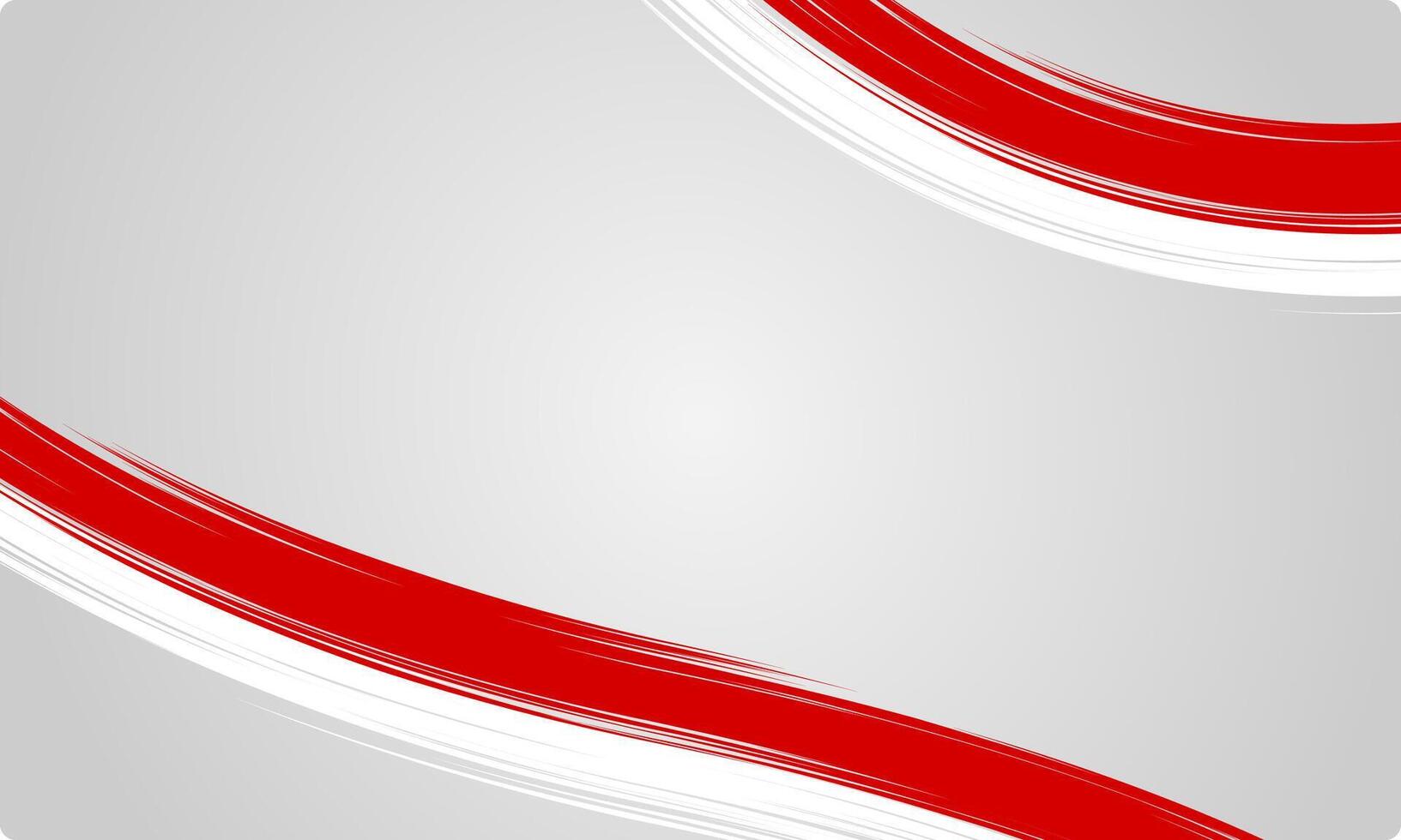 Red and white brush curve composition for indonesia independence day background celebration vector