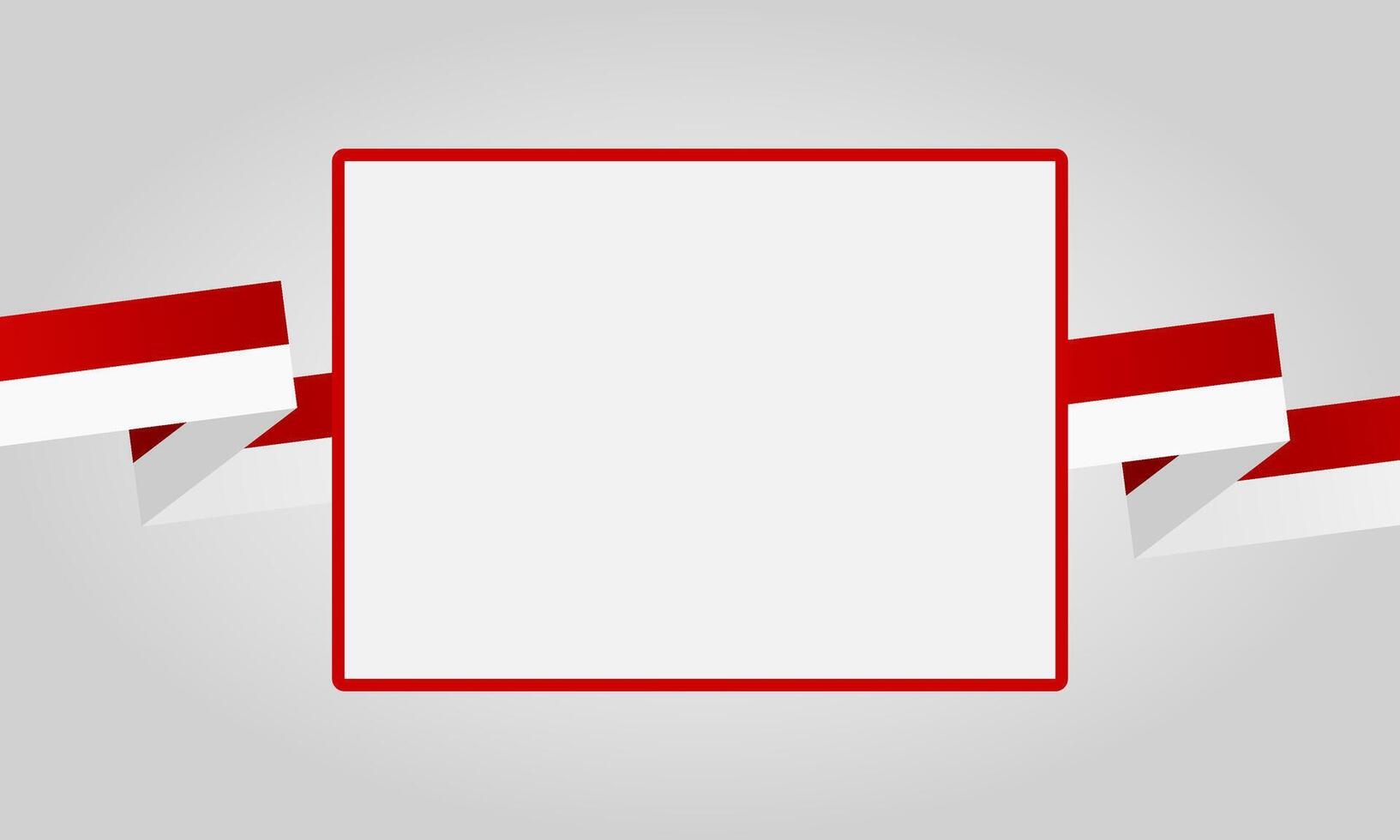 Flat red and white border design with blank space for Indonesia independence day vector