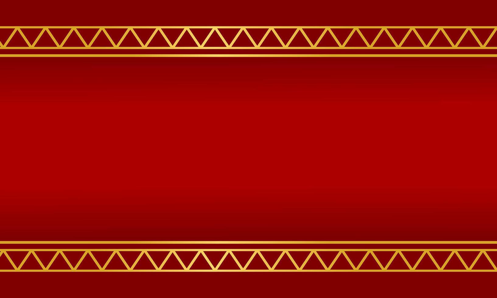 Elegant red luxury background with gold geometric horizontal border pattern vector