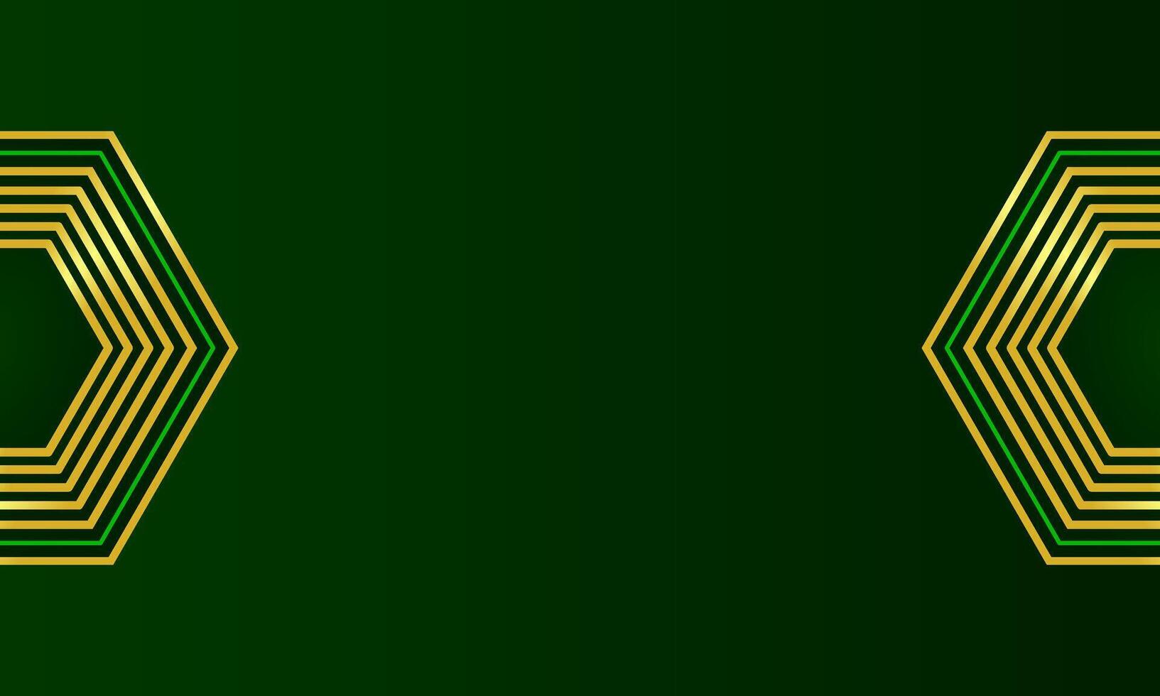 Luxury abstract aesthetic background with golden hexagonal lines on dark green vector
