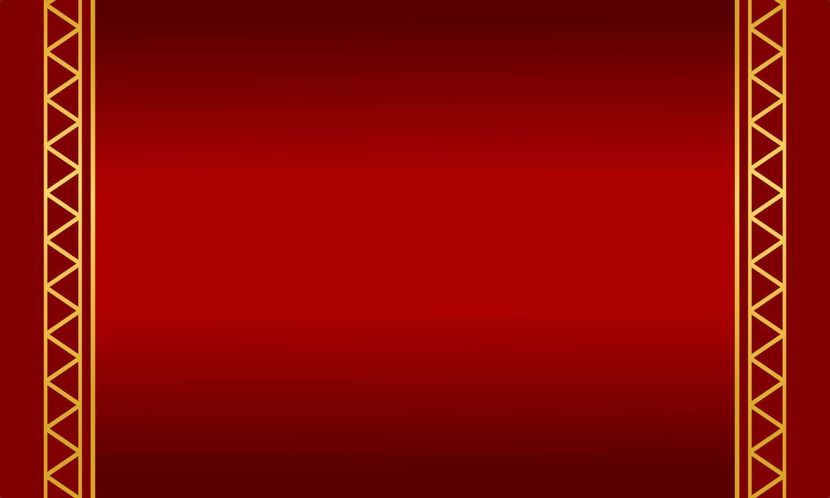 Red gradient background with gold triangle borders for luxury background use vector