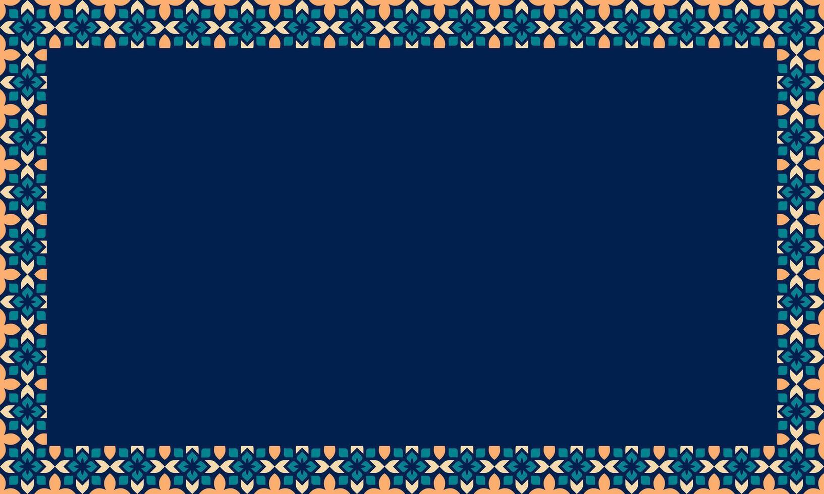 Geometric Islamic tile border with elegant boxed text center, aesthetic texture background vector