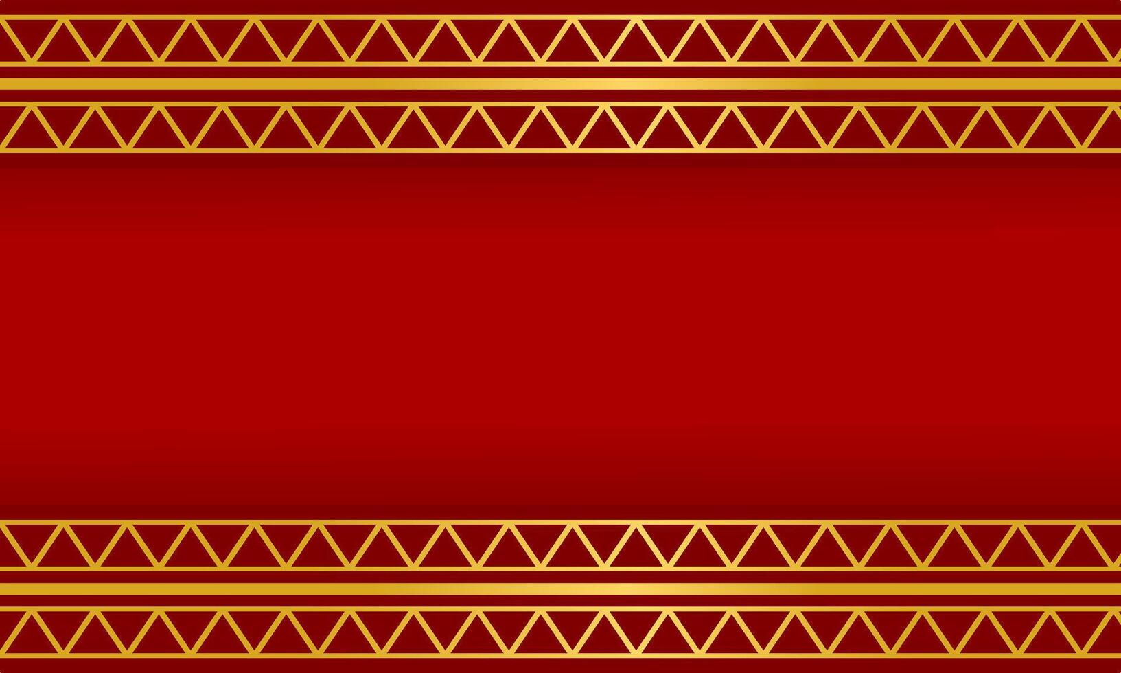 Luxurious red background with symmetrical gold triangle top and bottom borders vector