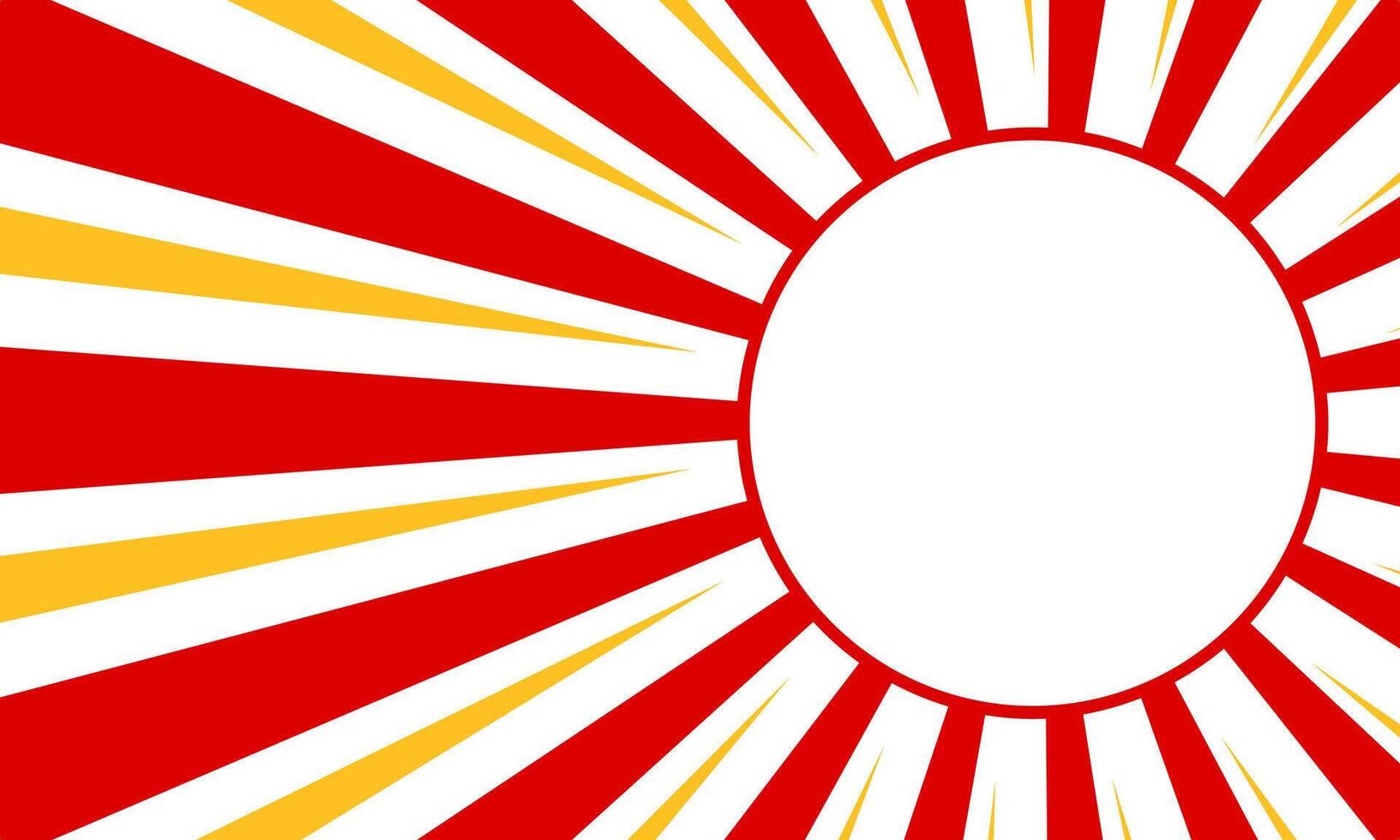 Abstract background with red and yellow rays radiating from large white circle center vector