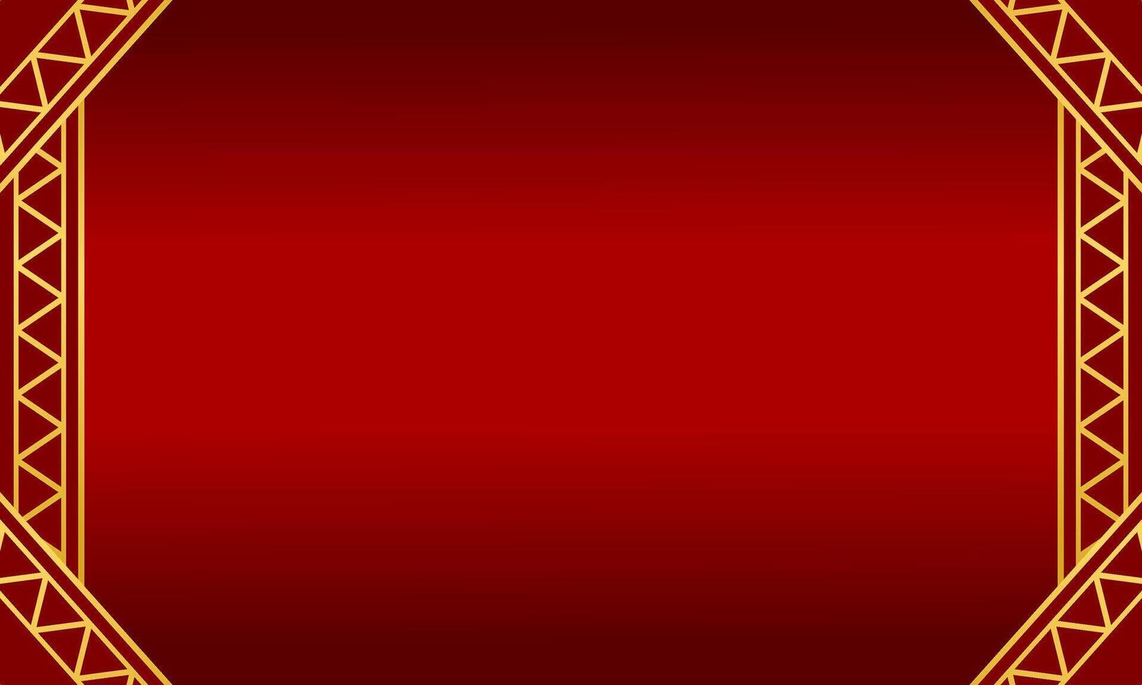 Diagonal red luxury background with golden triangle line pattern decoration vector