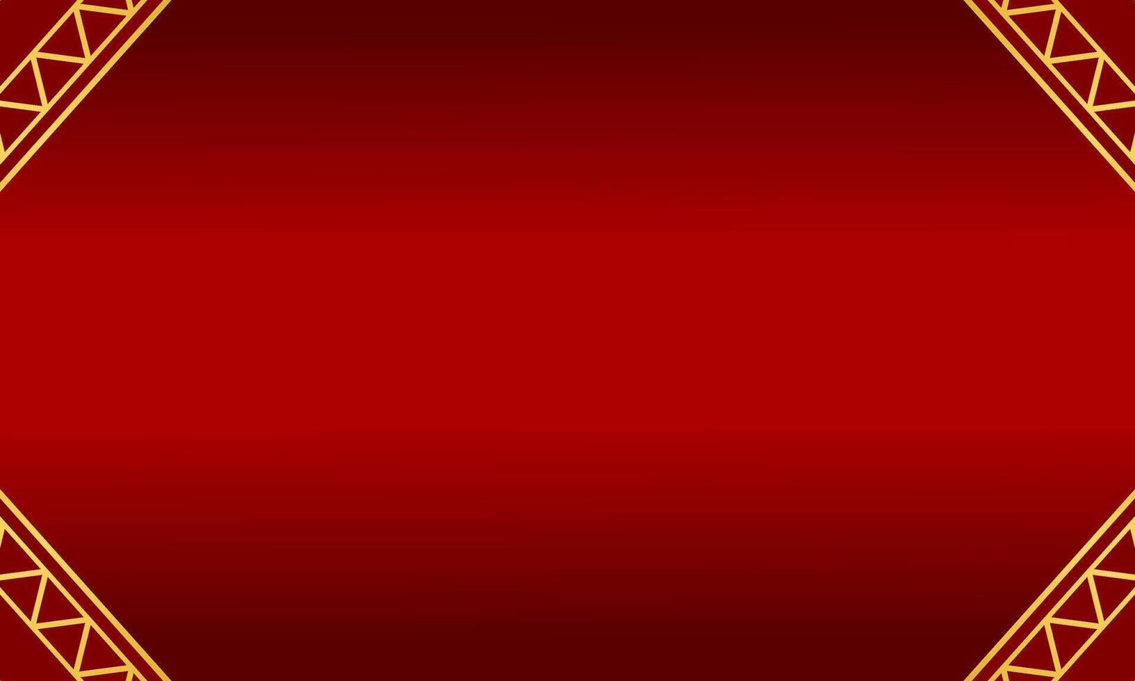 Elegant red background with angled gold triangle borders for luxury background vector