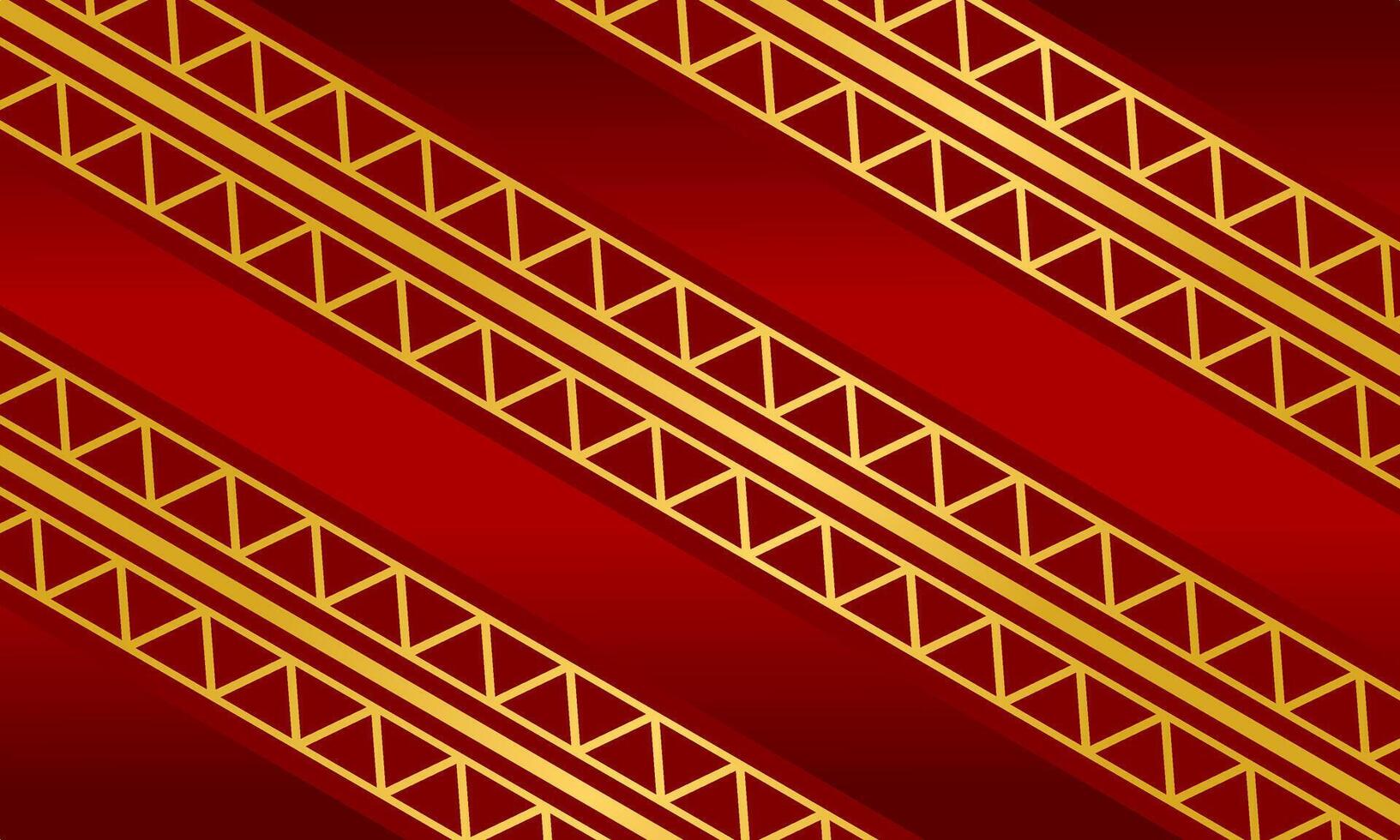 Elegant red luxury background with diagonal golden border triangle lines vector
