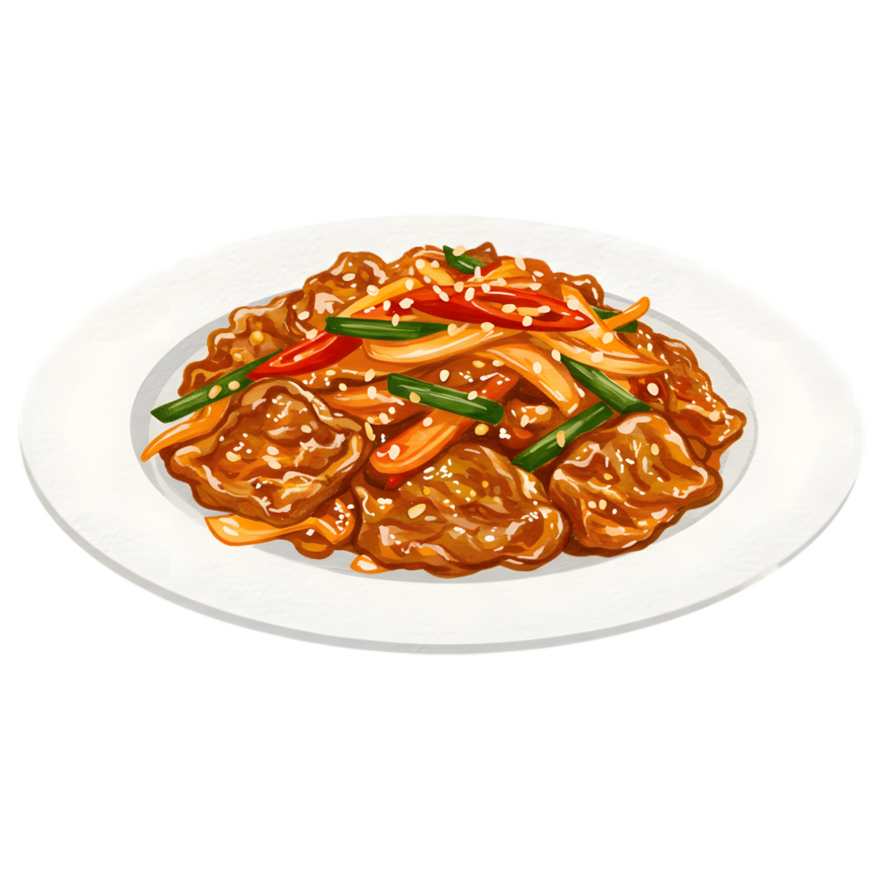 Bulgogi koren food on a plate png