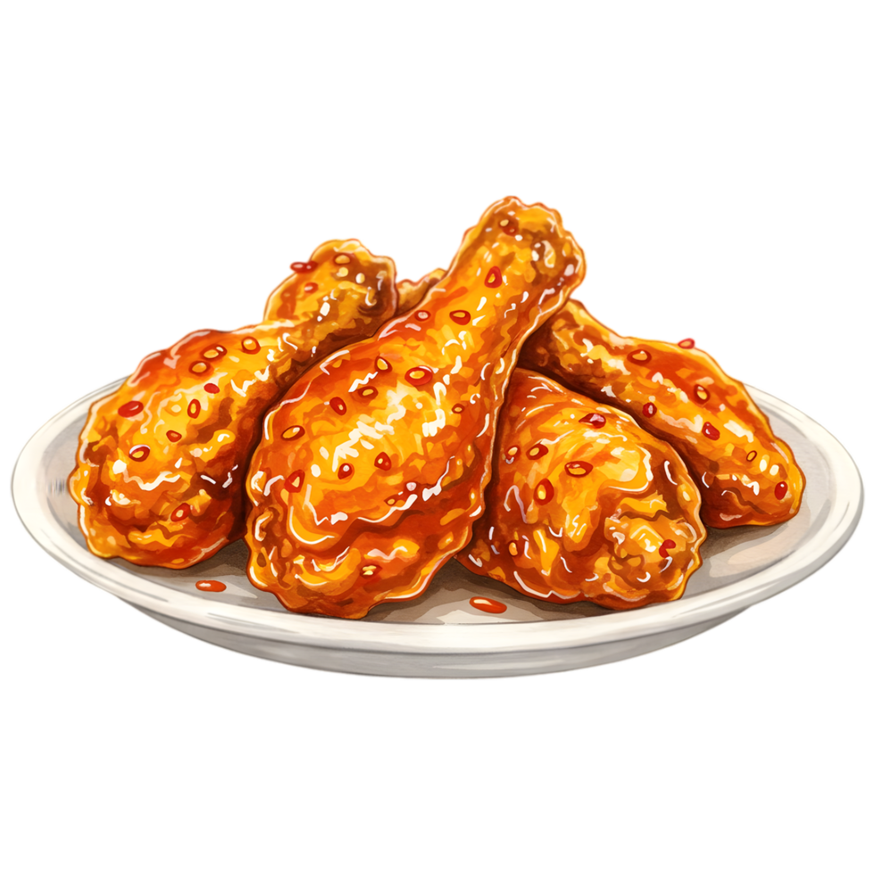hot fried chicken on a plate png
