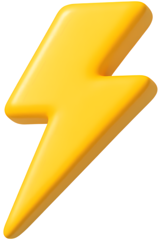 a yellow lightning bolt icon on transparent background png