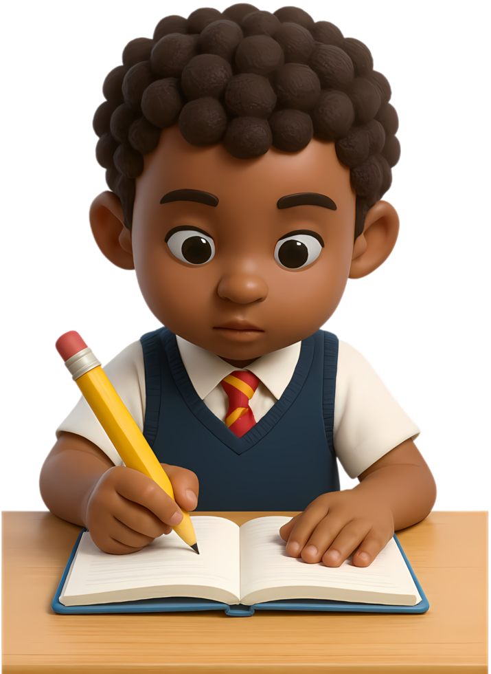black boy writing in notebook png