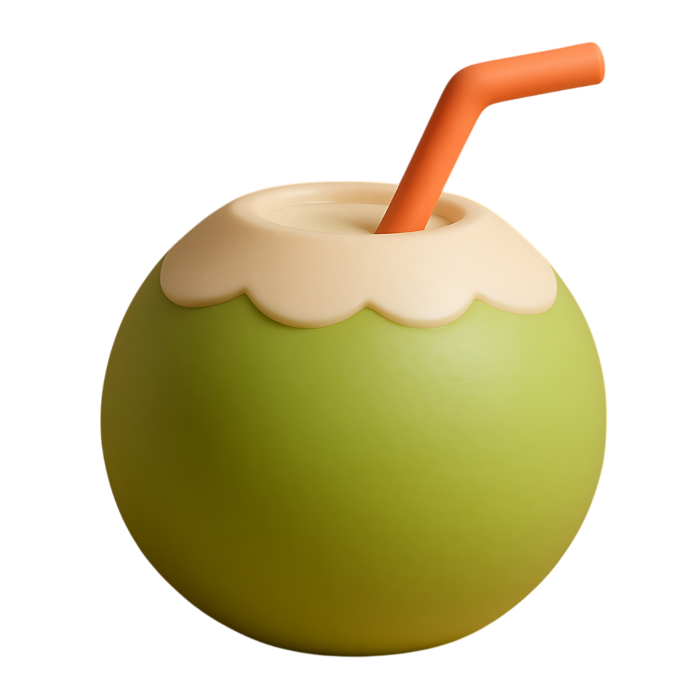 a coconut drink with a straw on top png