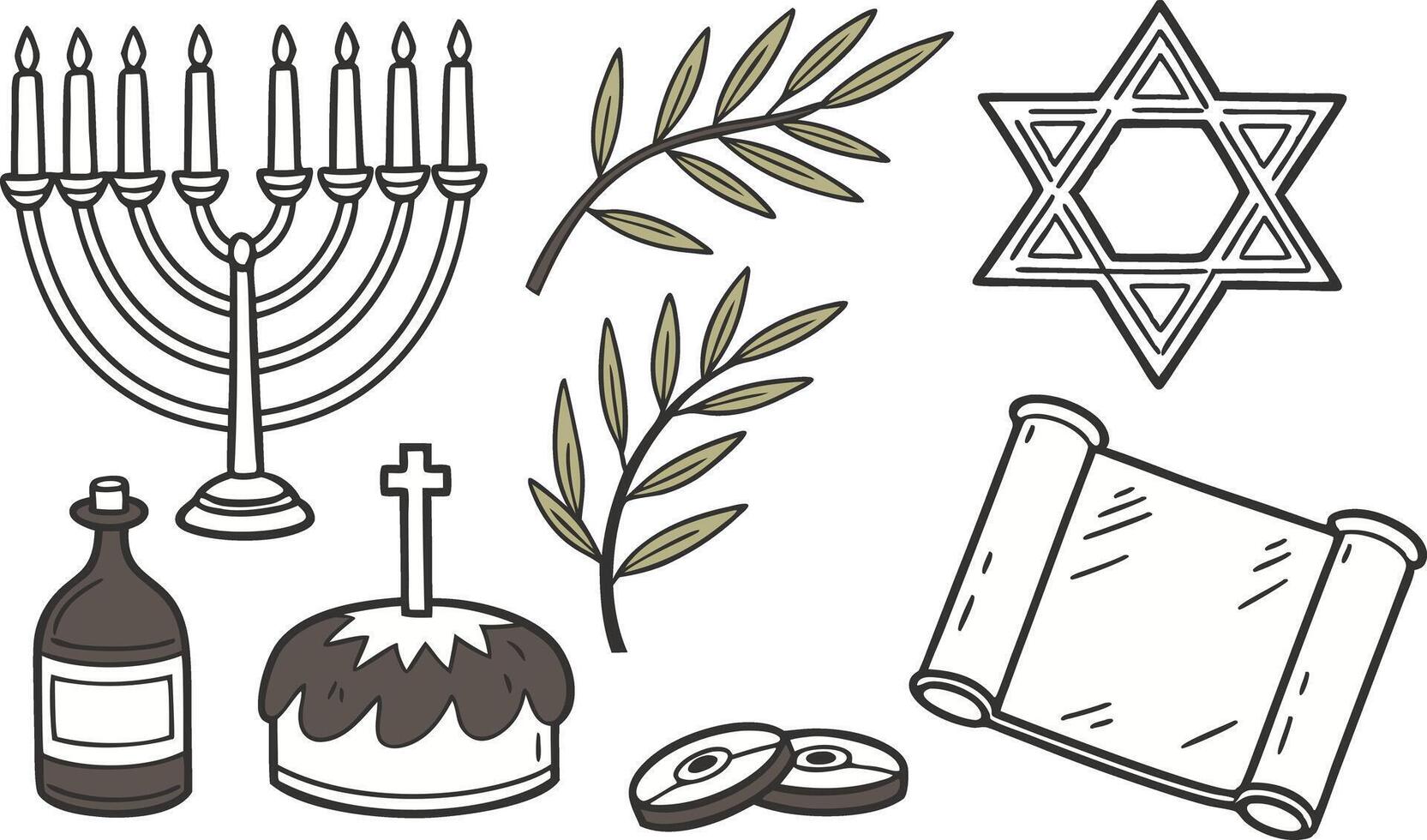 Traditional Hanukkah Elements Collection for Festive Use vector