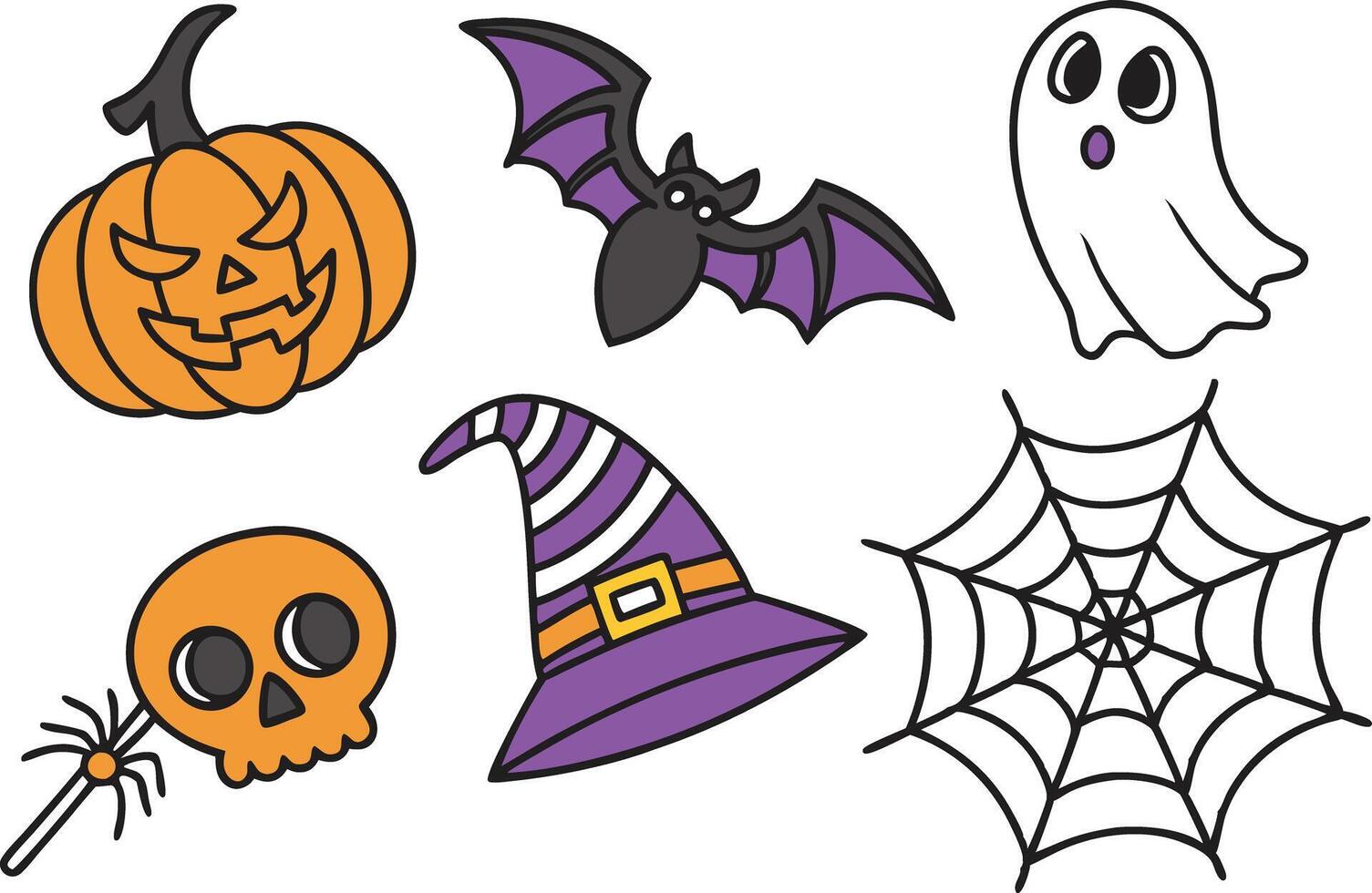 Fun Halloween Clipart Set for Kids Party and Craft Themes vector