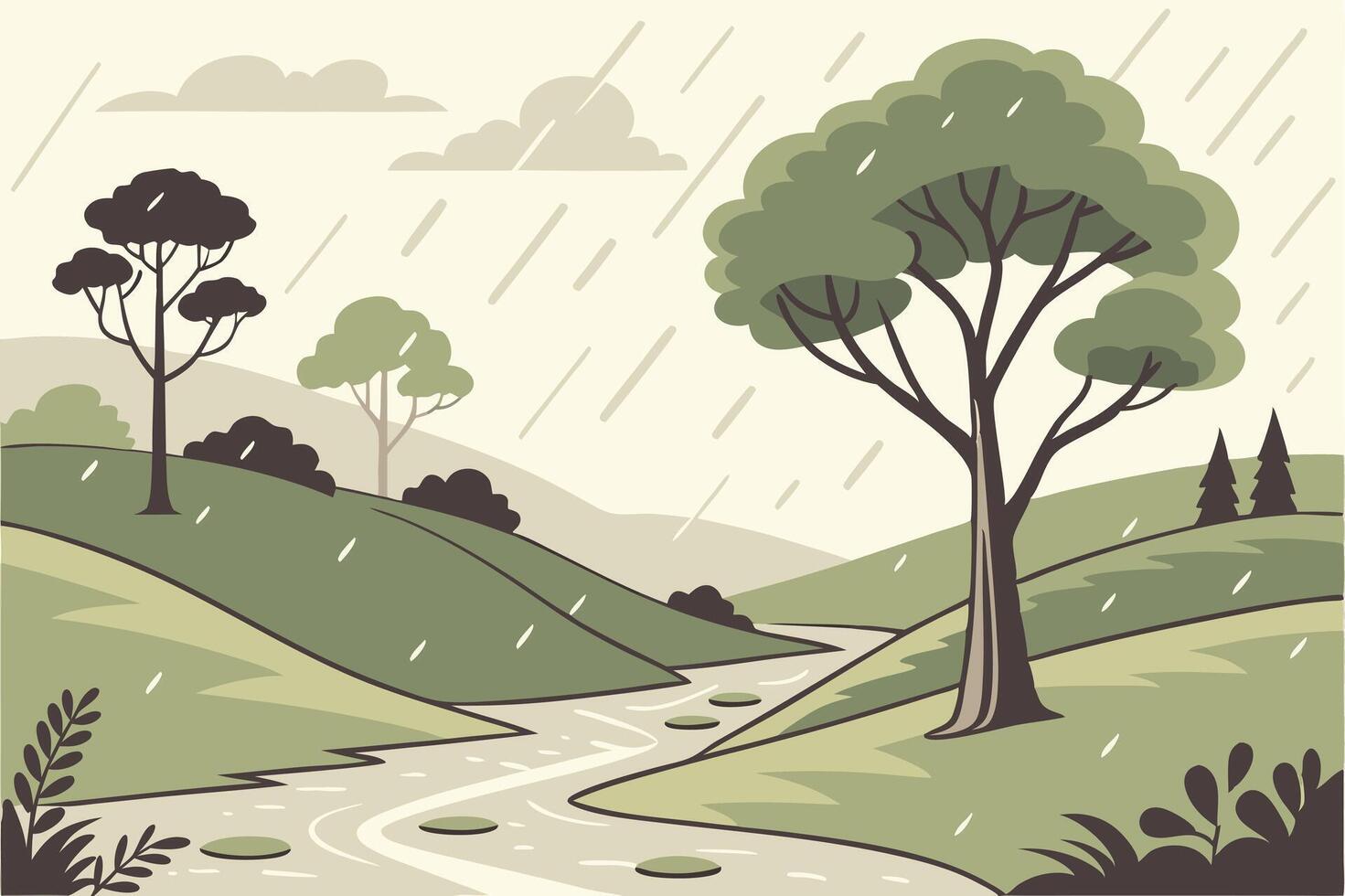 Scenic Rainy Weather Design for Nature and Climate Projects vector