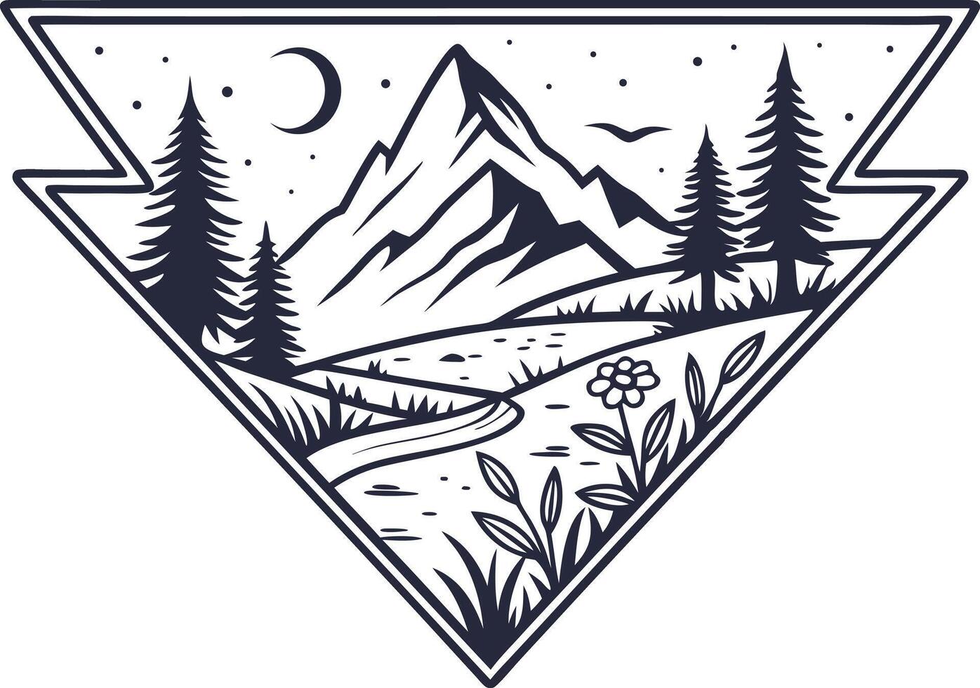 Surreal Landscape Badge Design for Fantasy Adventure Art vector