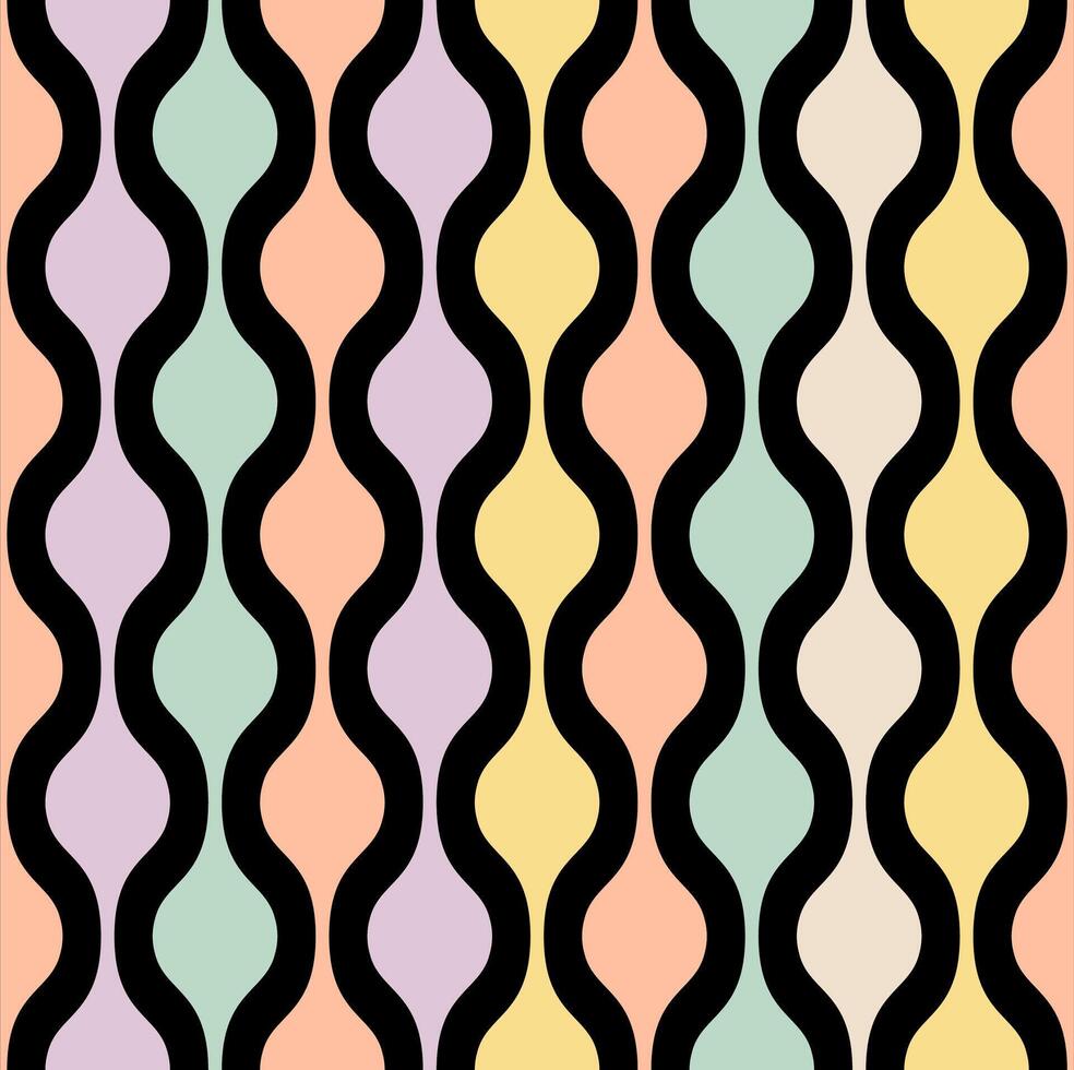 A colorful, wavy pattern with black, yellow, pink and blue vector