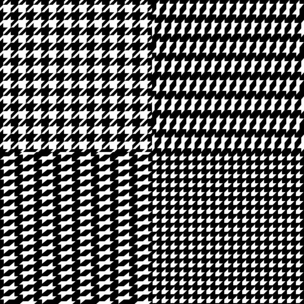 set of black and white houndstooth patterns vector