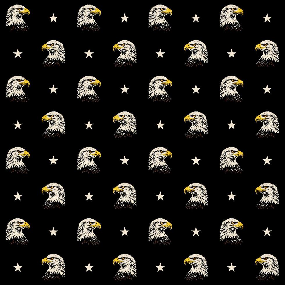 A black background with white stars and an eagle head vector