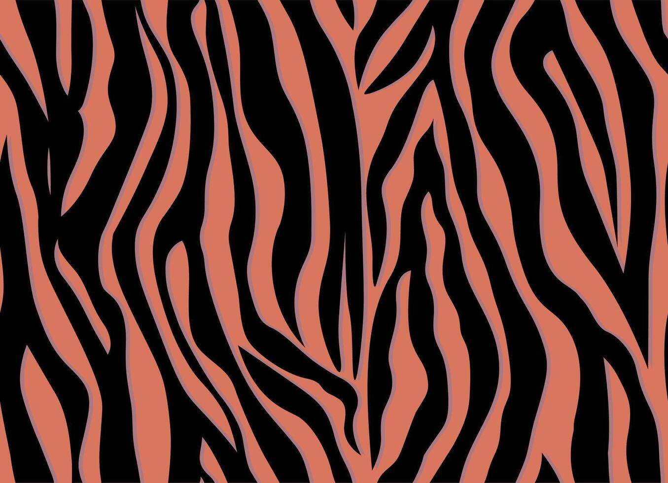 A zebra print fabric with black and orange stripes vector