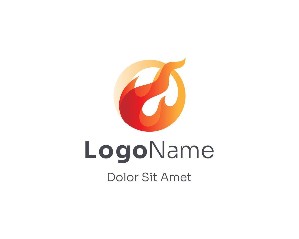 Circle fire with smooth gradient logo vector