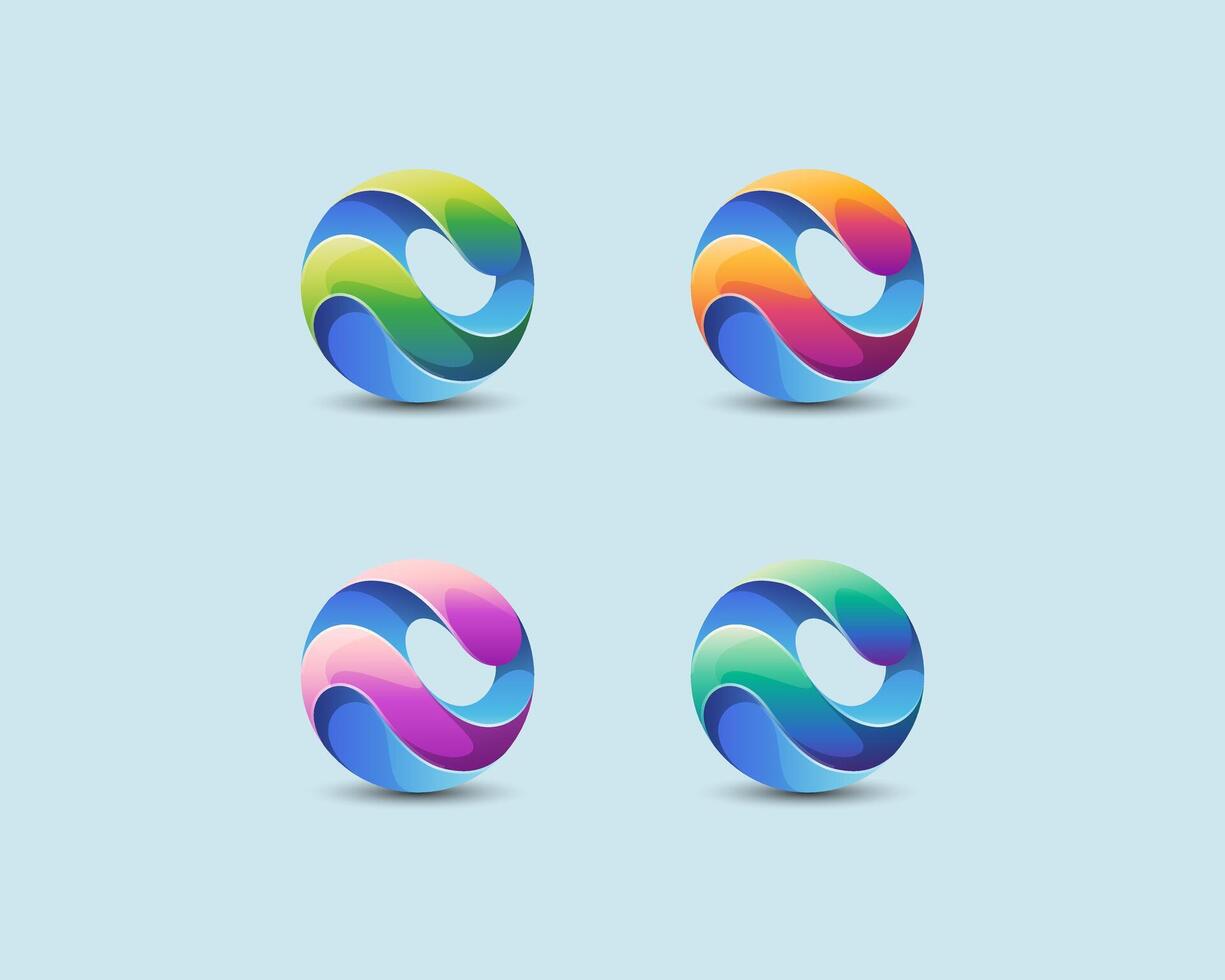 Colorful abstract logo designs vector