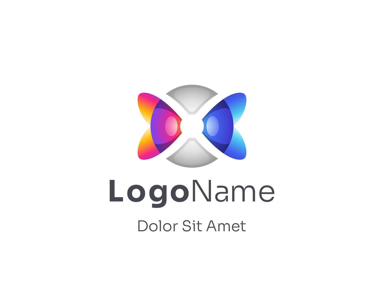 Colorful circle with negative infinity letter x logo vector