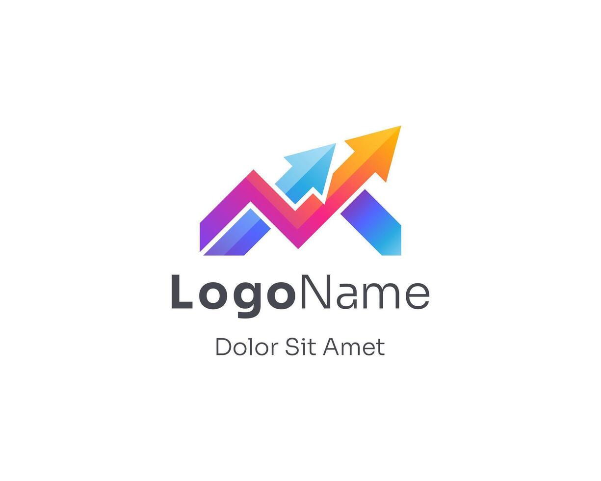 Colorful letter m with arrow up logo vector