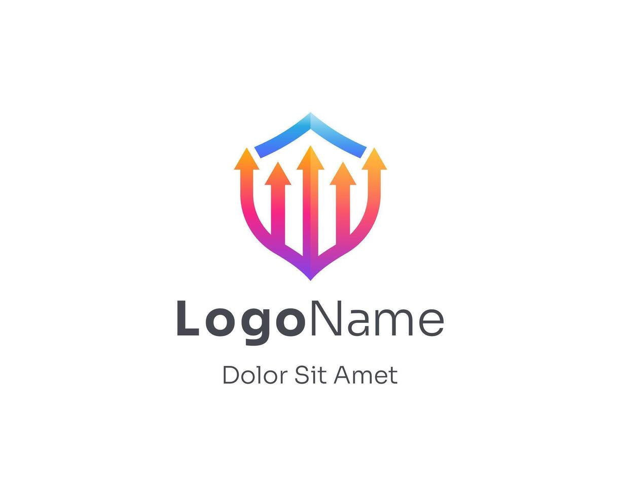 Abstract colorful shield with arrow up logo vector
