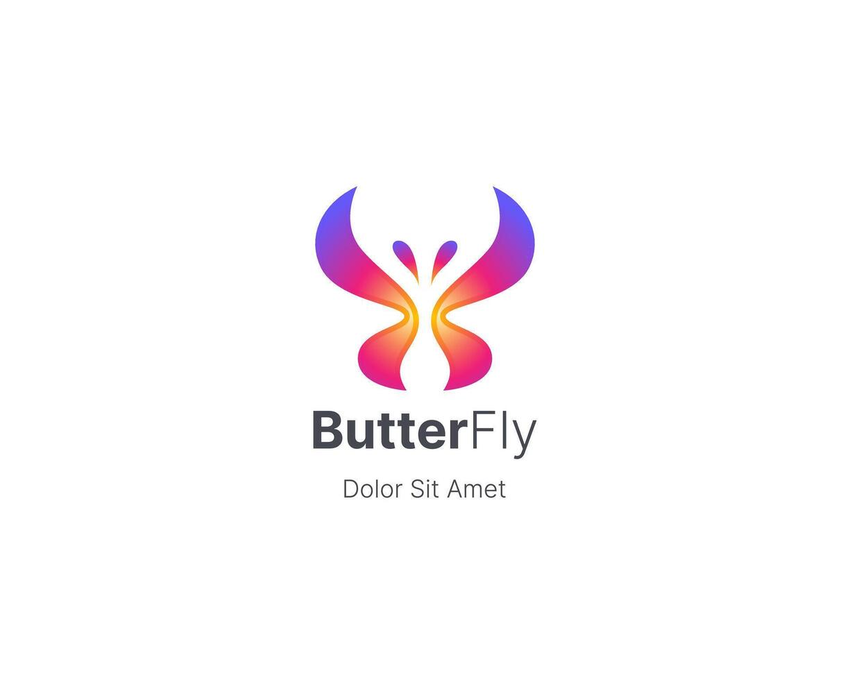 Abstract colorful butterfly logo gradient vector