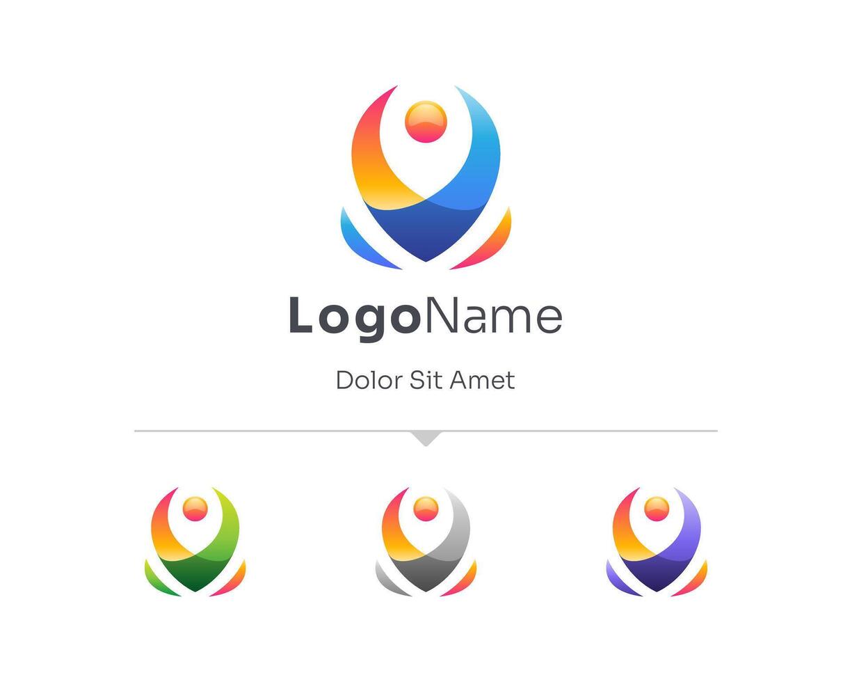 Abstract colorful people logo variations vector