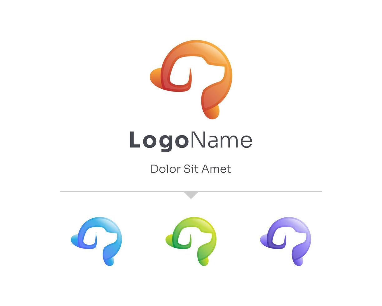 Colorful circle with negative dog logo variations vector