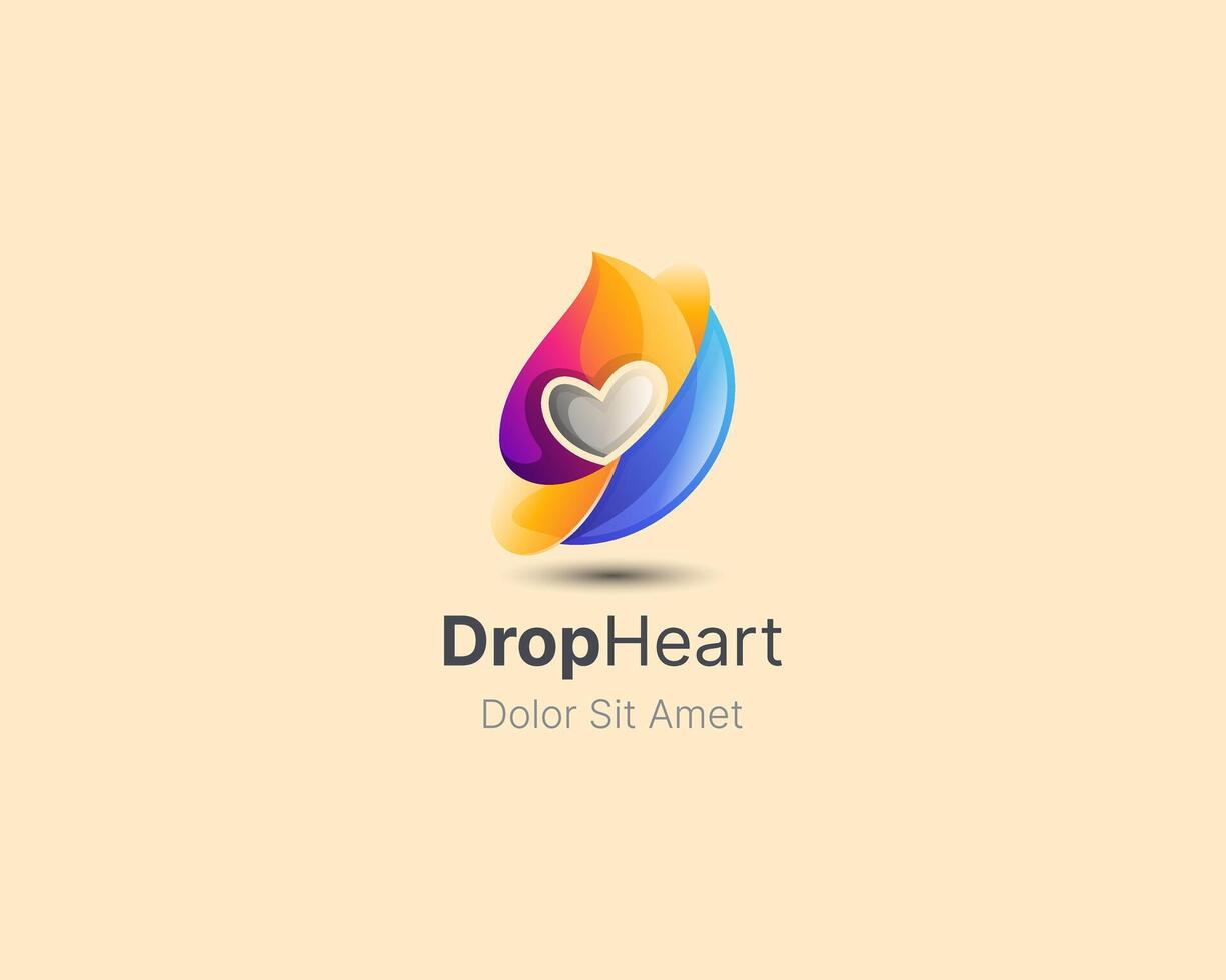 Colorful logo design for DropHeart vector