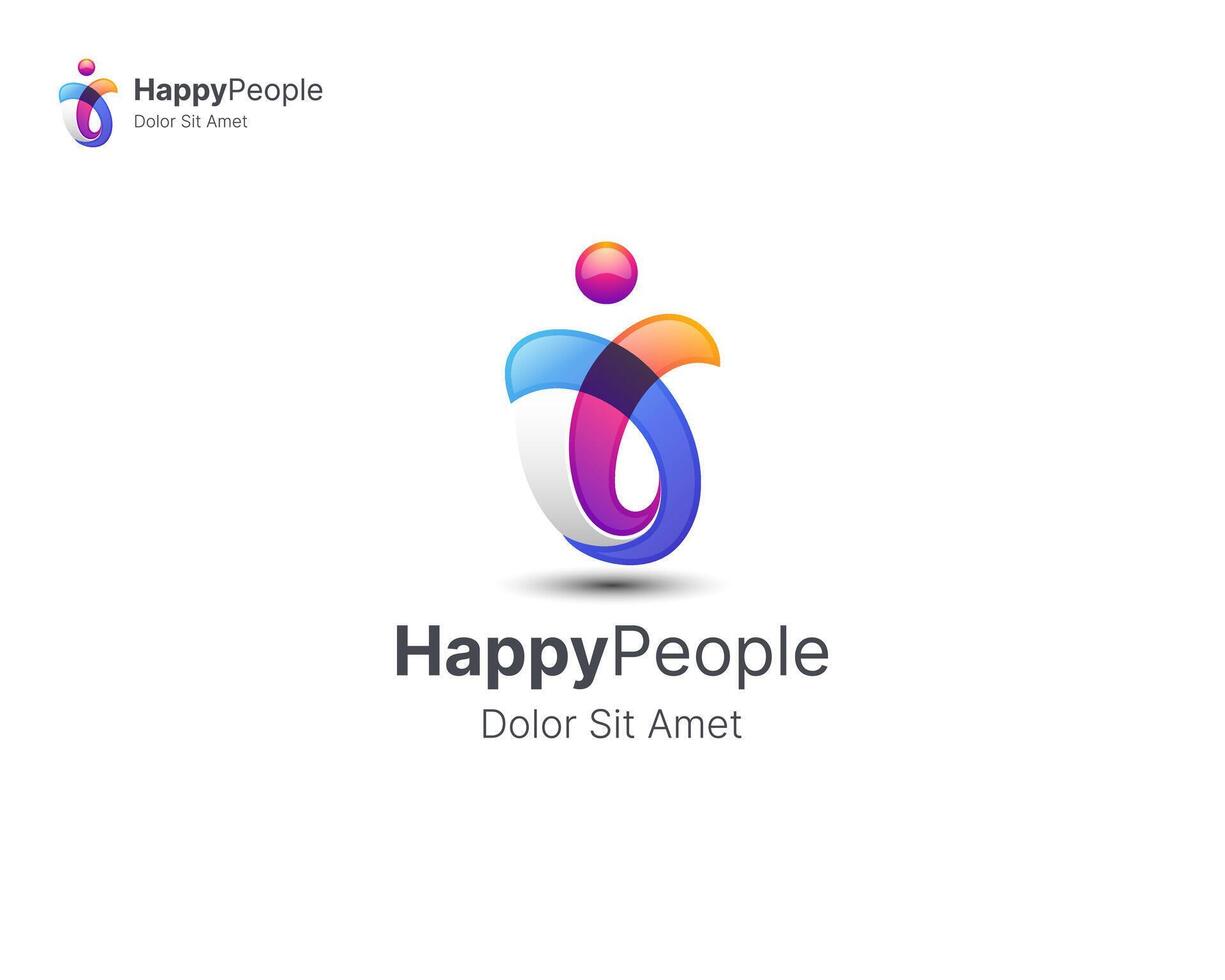 HappyPeople colorful logo design vector