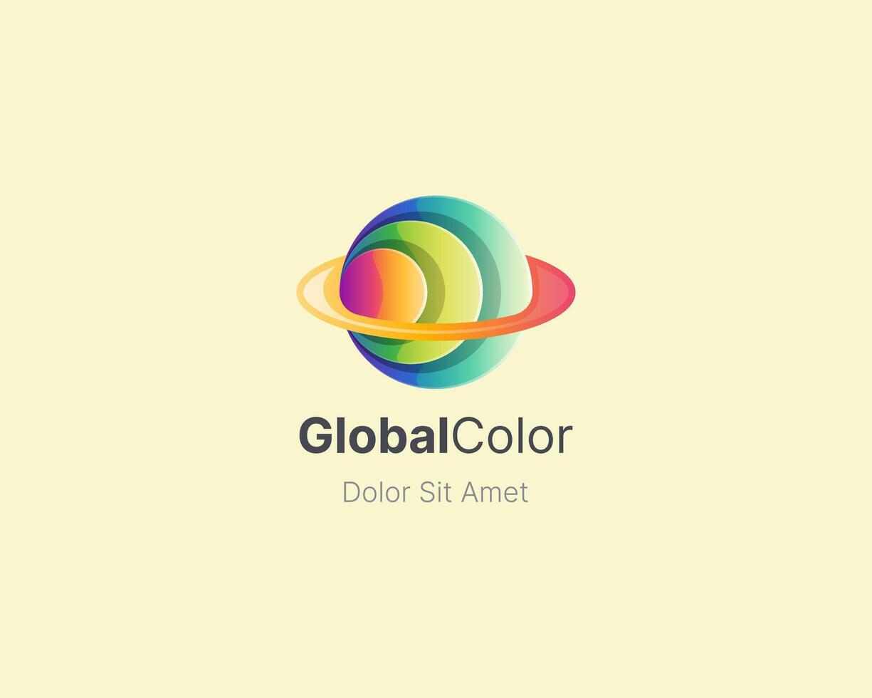 Global colorful orbit logo gradient vector