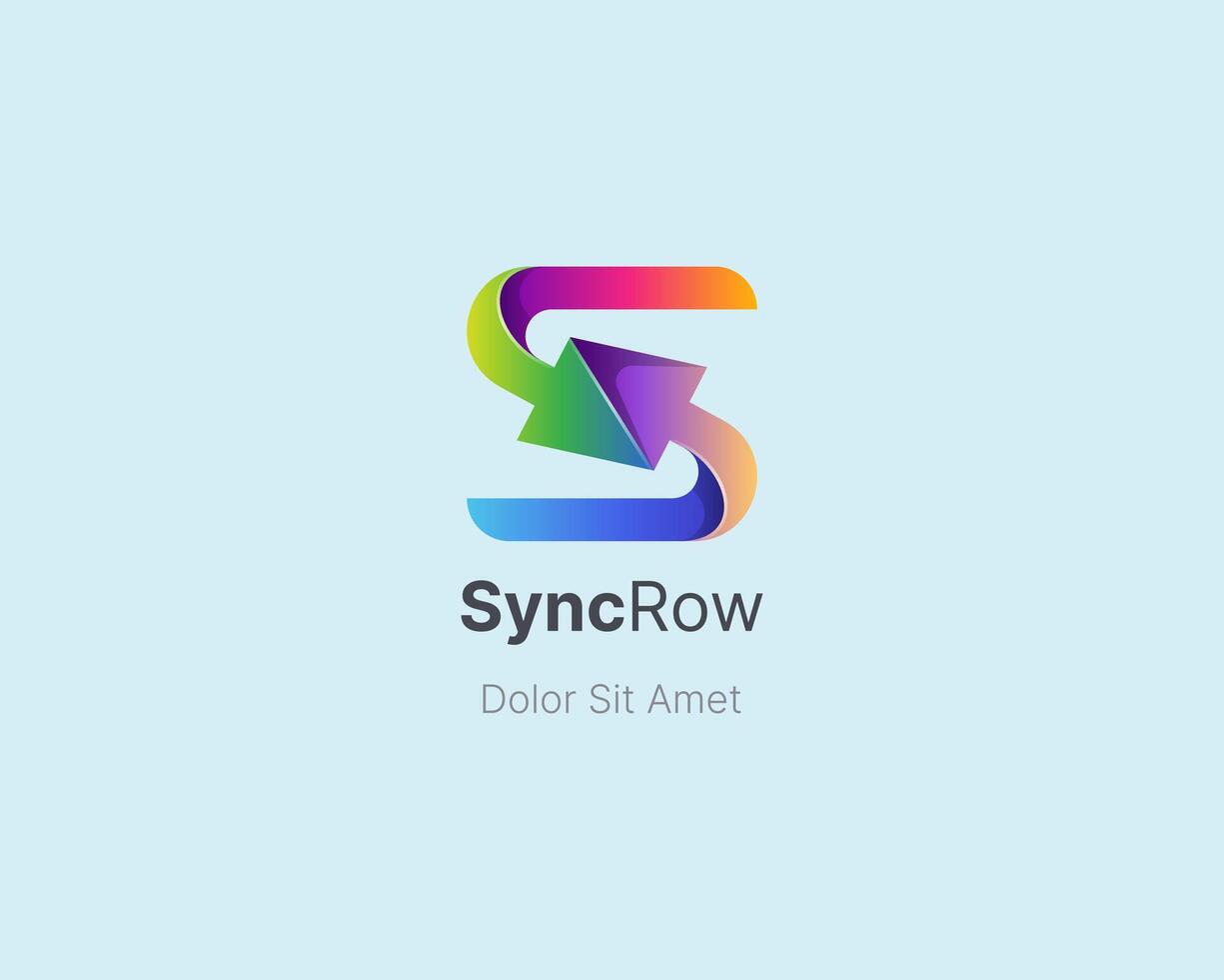 Initial letter s with sync arrow logo gradient vector