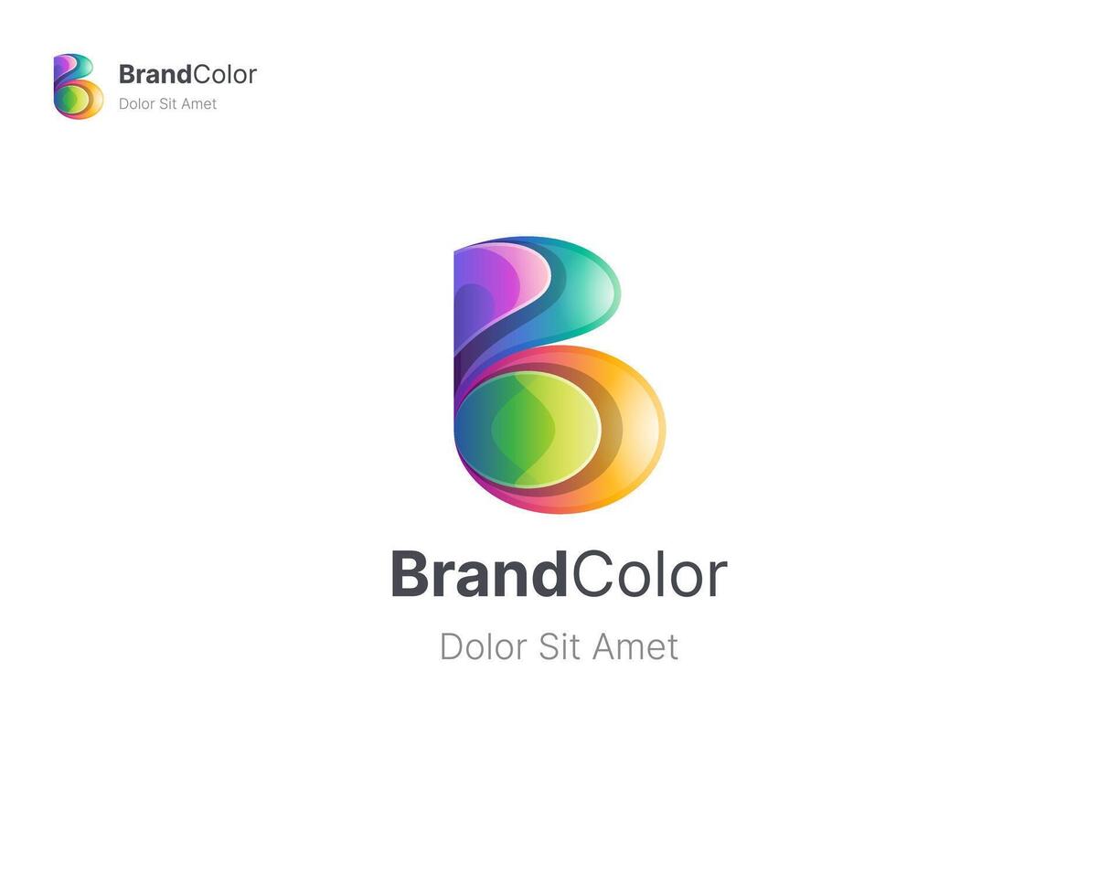 Initial letter b with strong gradient logo vector
