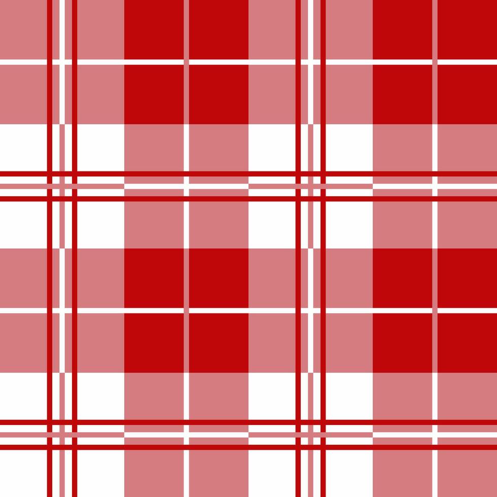 A red and white plaid fabric pattern vector