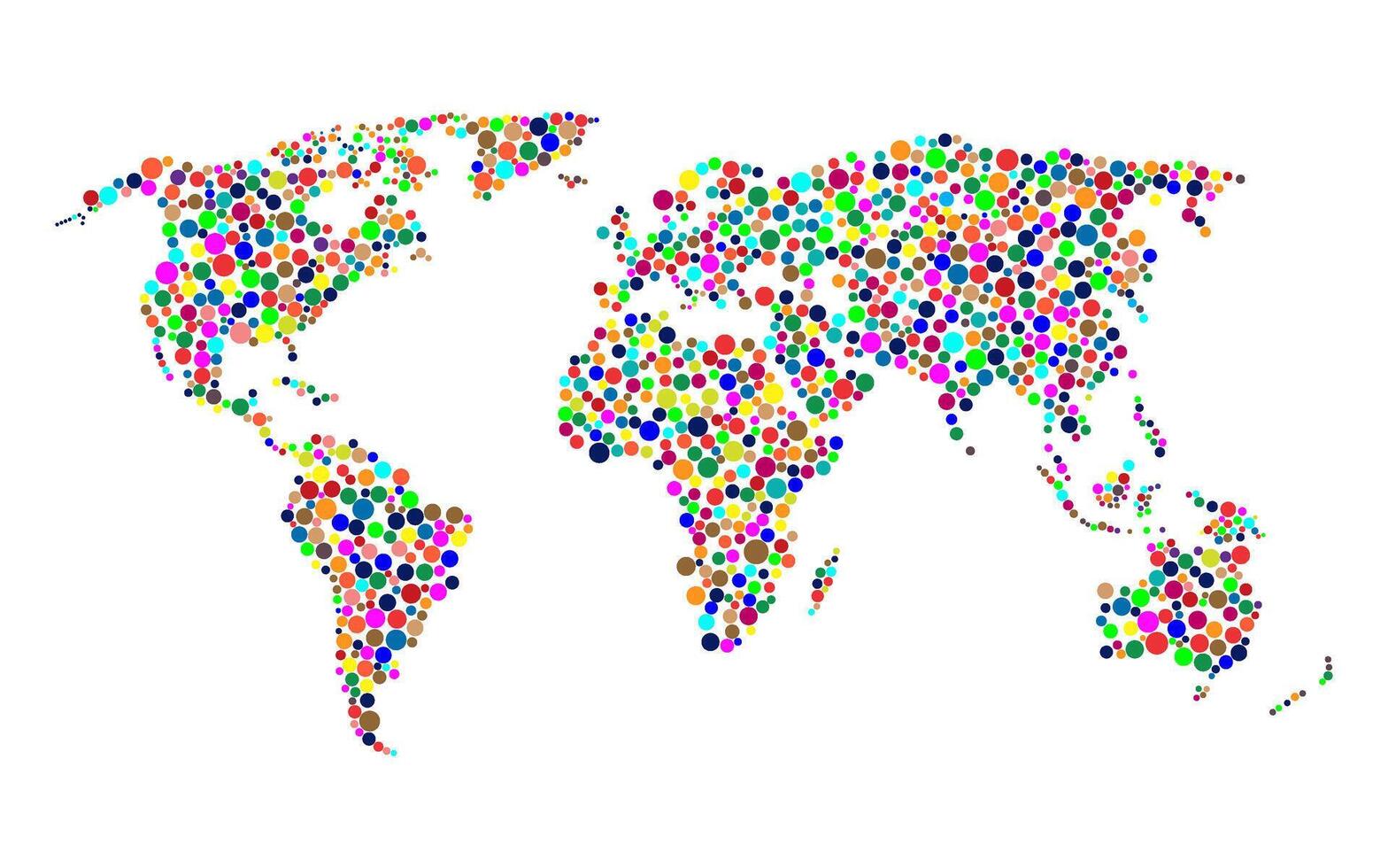 The world map is made up of many colored dots vector