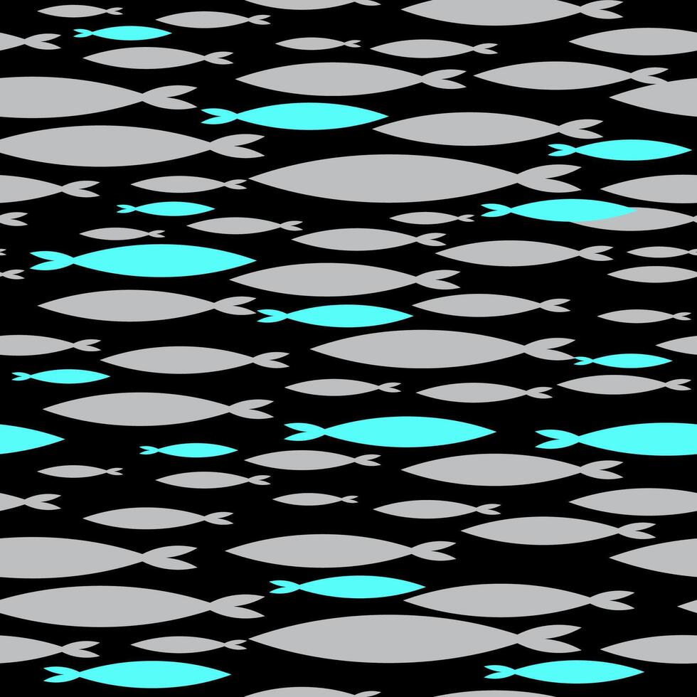 A black and blue fish pattern with turquoise accents vector