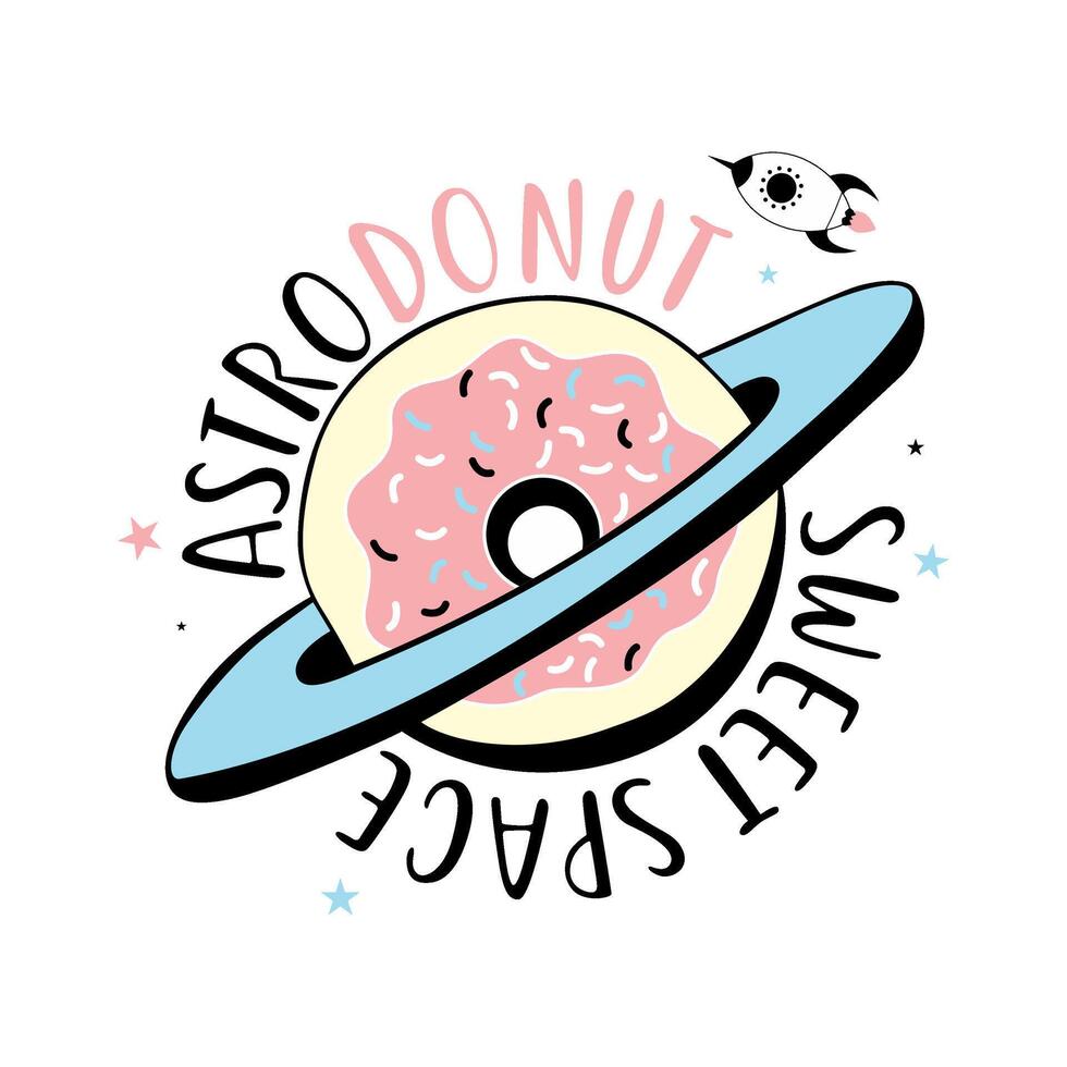 Astronaut donut space logo vector
