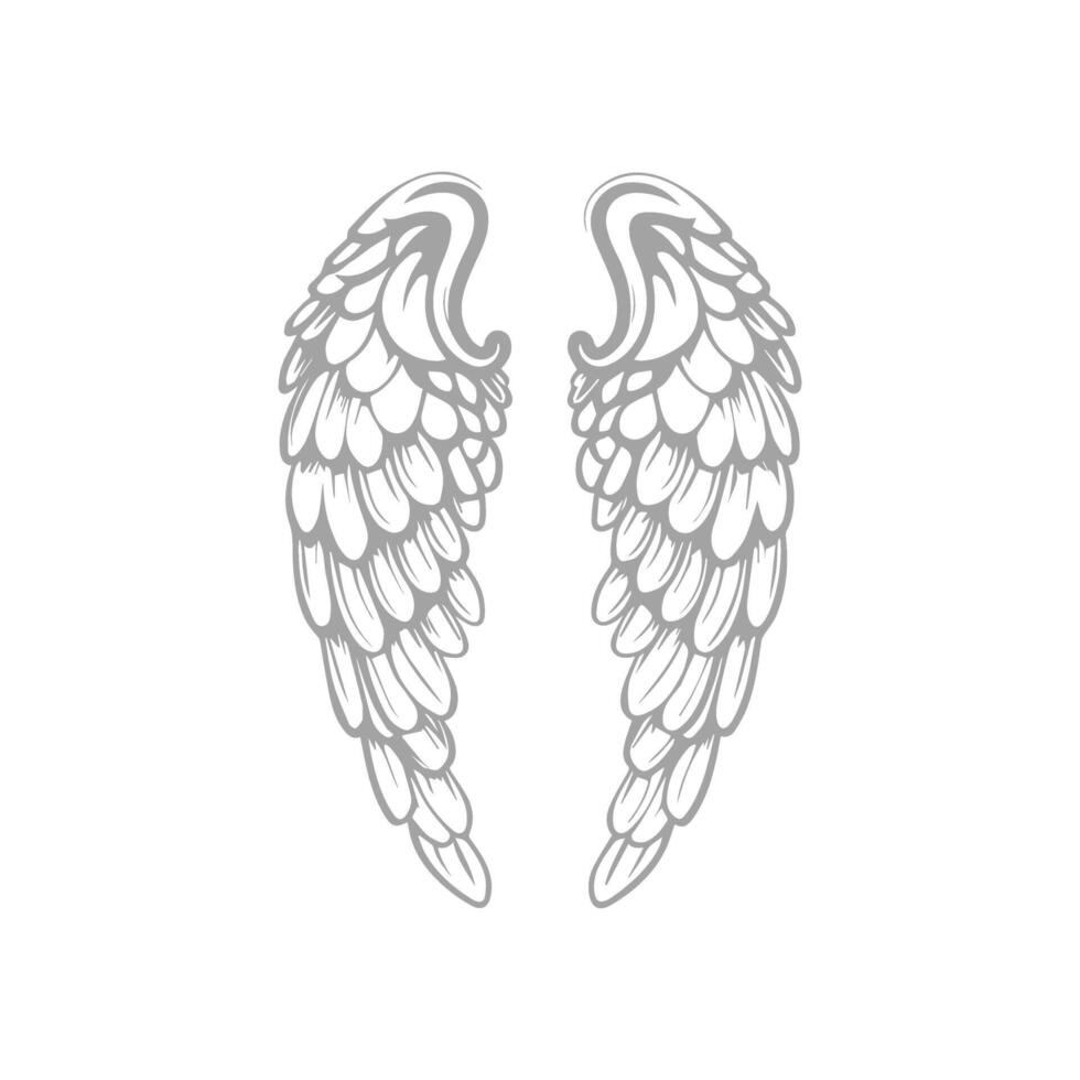 Intricate Illustration of Angel Wings. vector